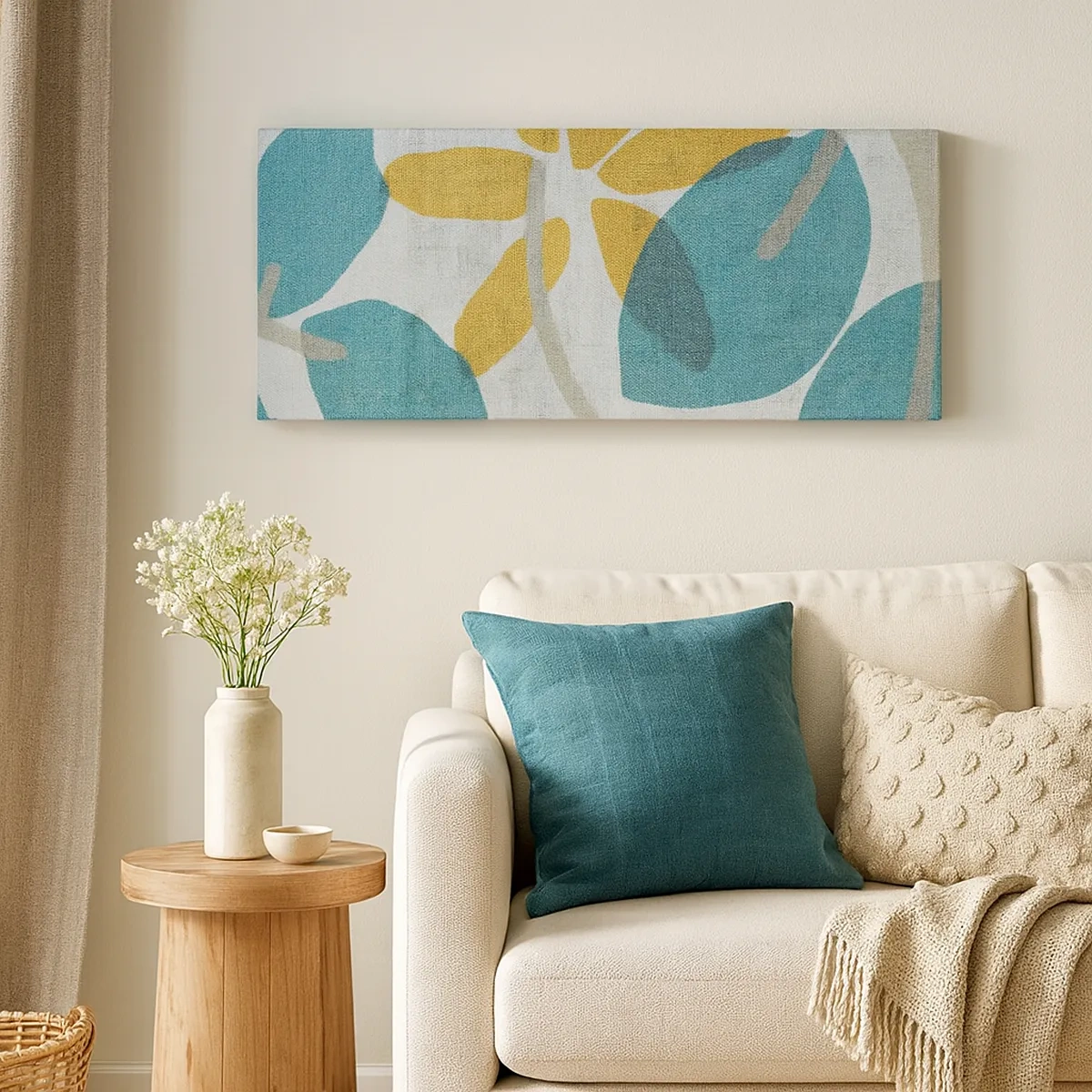 Tablou pe pânză - Printre frunzele de azur - 30x30 cm