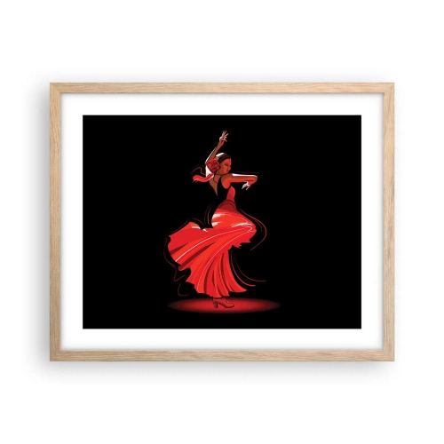 Poster în ramă de stejar deschis - Spiritul înflăcărat al flamenco-ului - 50x40 cm