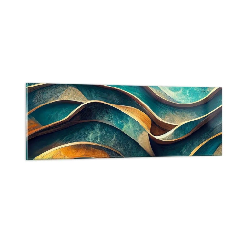Tablou pe sticlă - Meandre de albastru - 90x30 cm