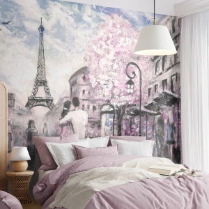 Tapet Premium Sand - Dacă ar fi să te îndrăgostești, atunci doar de... - Oraș, turnul Eiffel, Paris - 400x280 cm