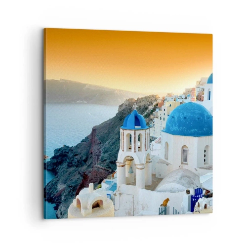 Tablou pe pânză - Santorini - îmbrățișat de stânci - 60x60 cm