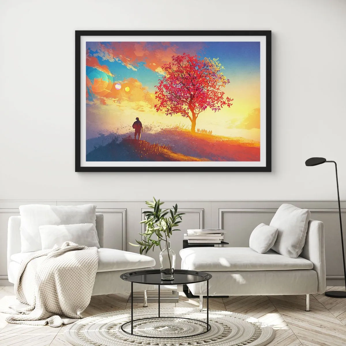 Poster în ramă neagră - Pelerin la destinație - 100x70 cm