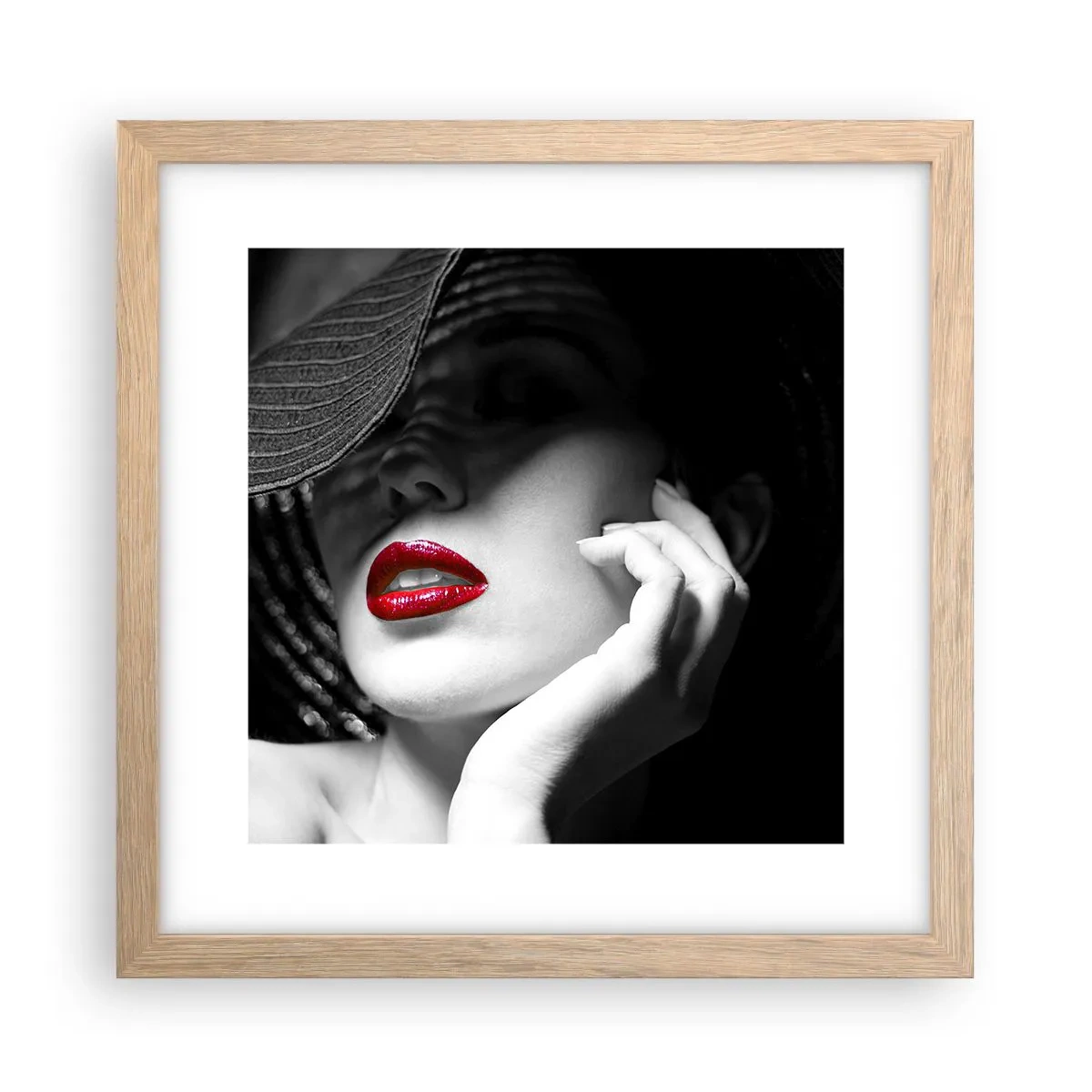 Poster în ramă de stejar deschis - Studiu în stacojiu - 30x30 cm