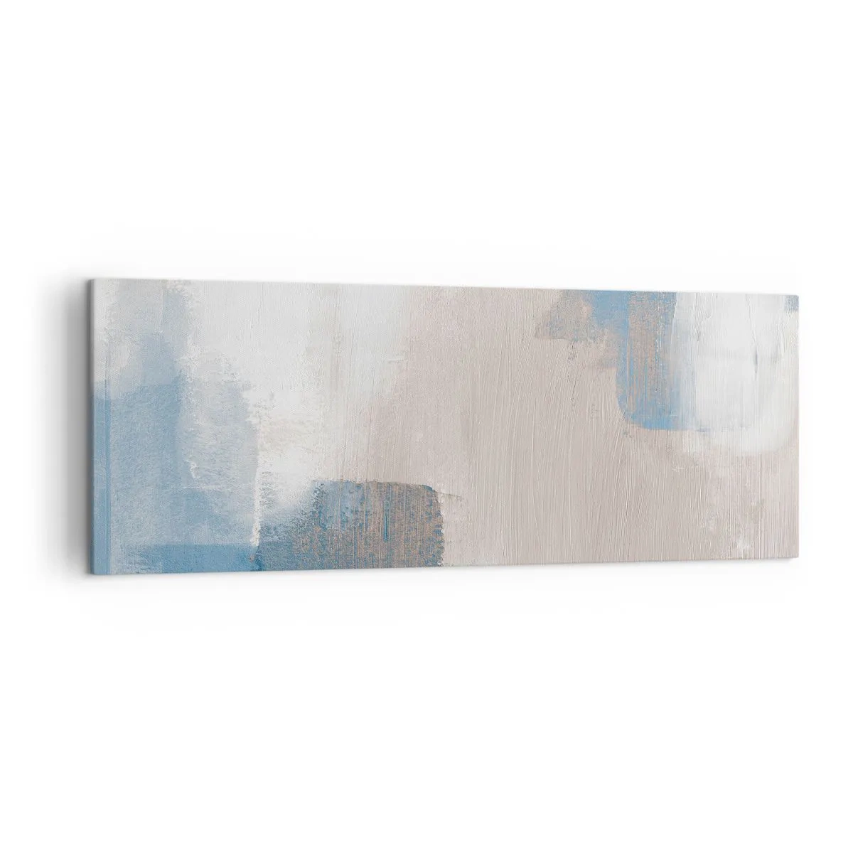 Tablou pe pânză - Abstracție roz în spatele unui voal de albastru - 140x50 cm