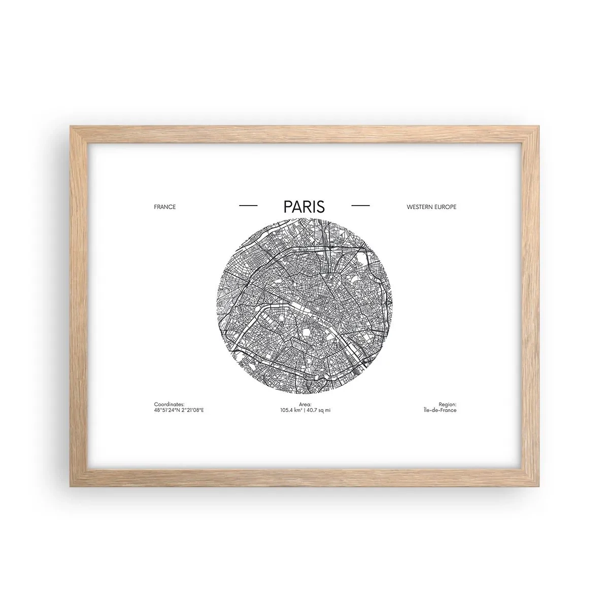 Poster în ramă de stejar deschis - Anatomia Parisului - 40x30 cm