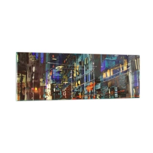 Tablou pe sticlă - Agitația de seară a străzii - 90x30 cm