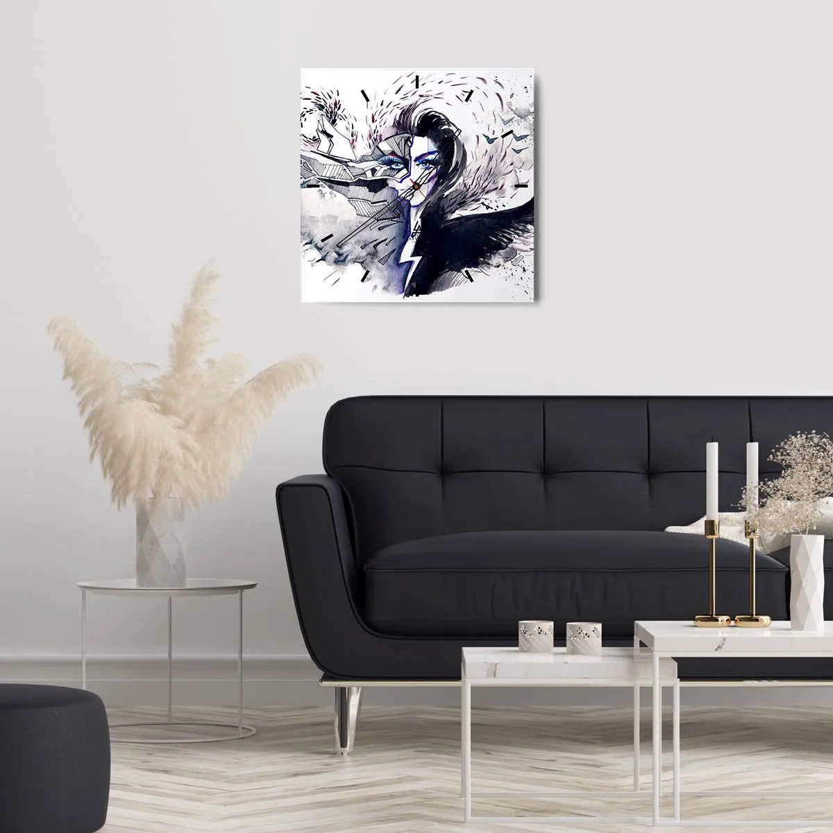 Ceas de perete - Ceas pe sticlă - Demonică și frumoasă - 30x30 cm