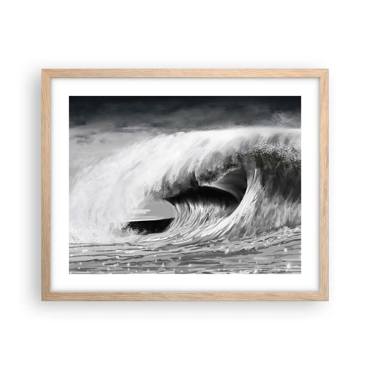 Poster în ramă de stejar deschis - Mânia oceanului - 50x40 cm