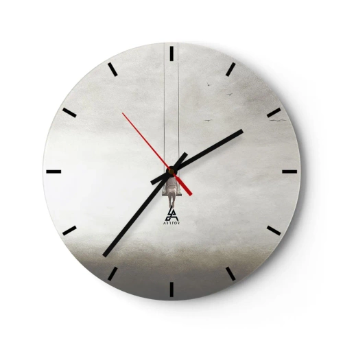 Ceas de perete - Ceas pe sticlă - O figură pe un leagăn suspendată într-un spațiu minimalist - 30x30cm - Copilul din noi - Decorațiune modernă pentru perete pentru living, bucătărie și dormitor ARTTOR