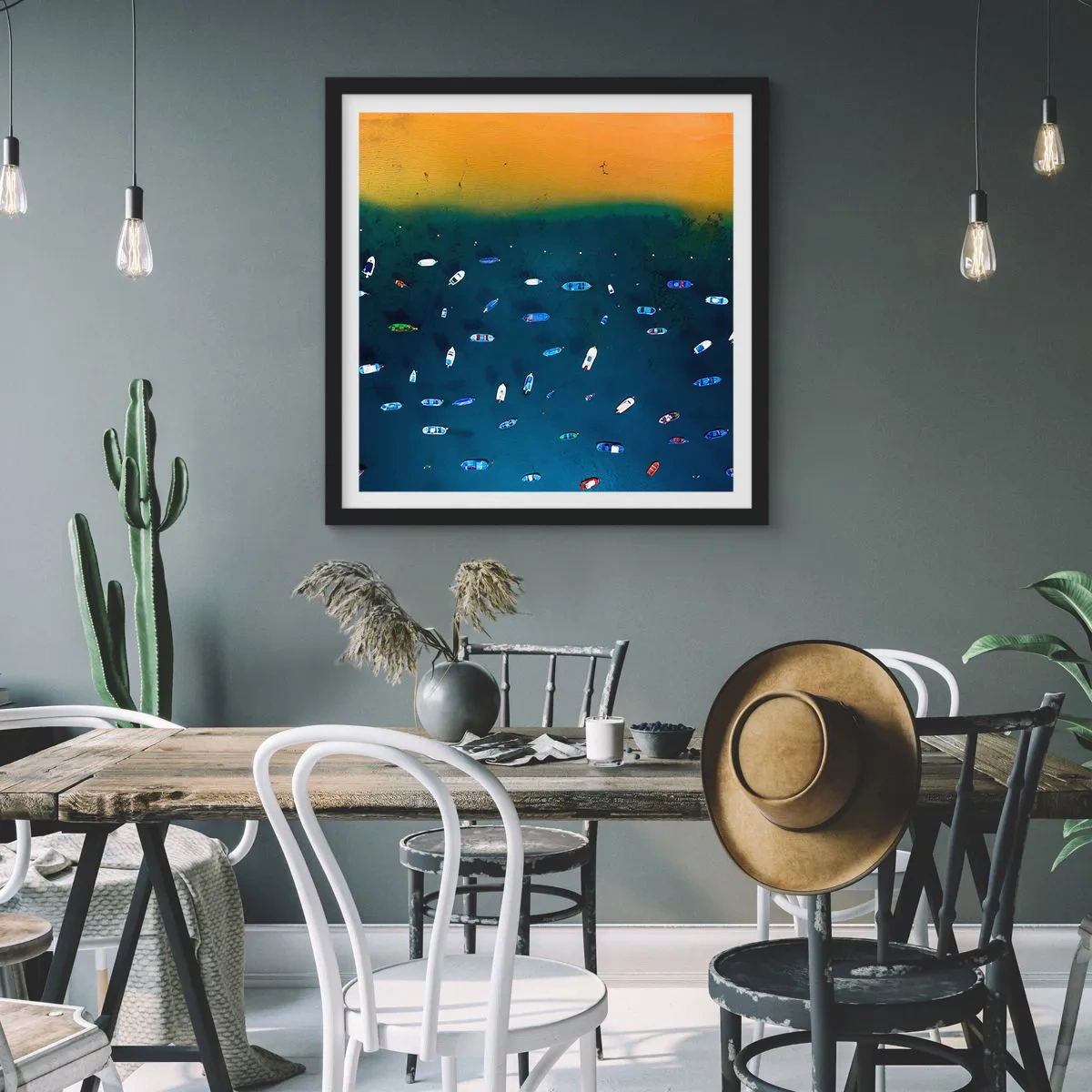 Poster în ramă neagră - Joc de vacanță - 30x30 cm
