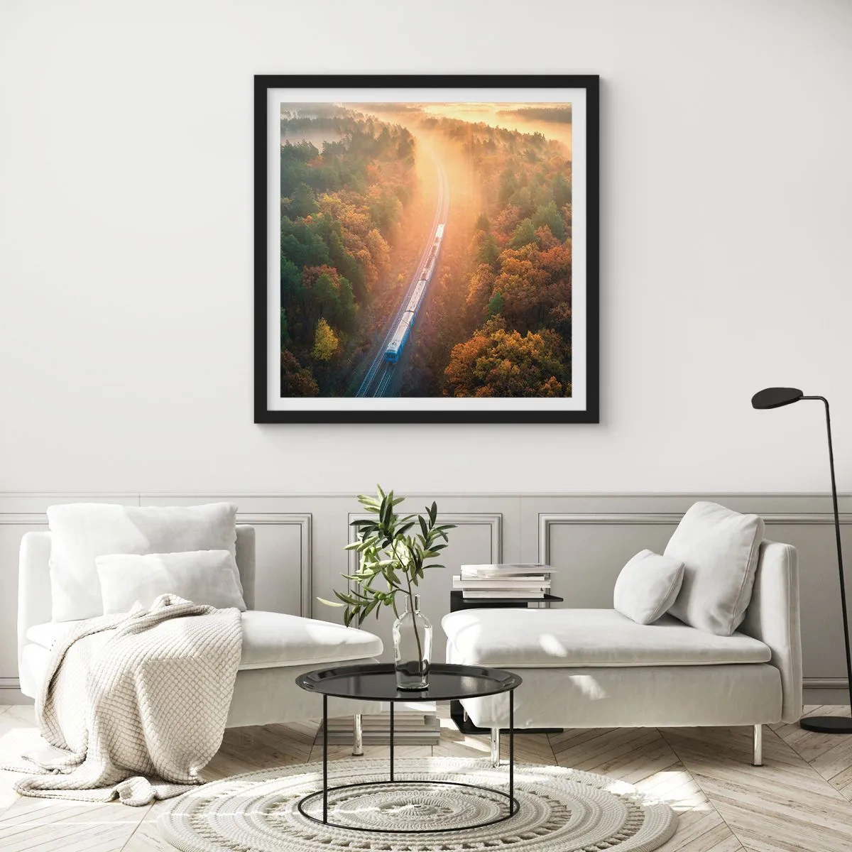 Poster în ramă neagră - Călătorie de toamnă - 30x30 cm