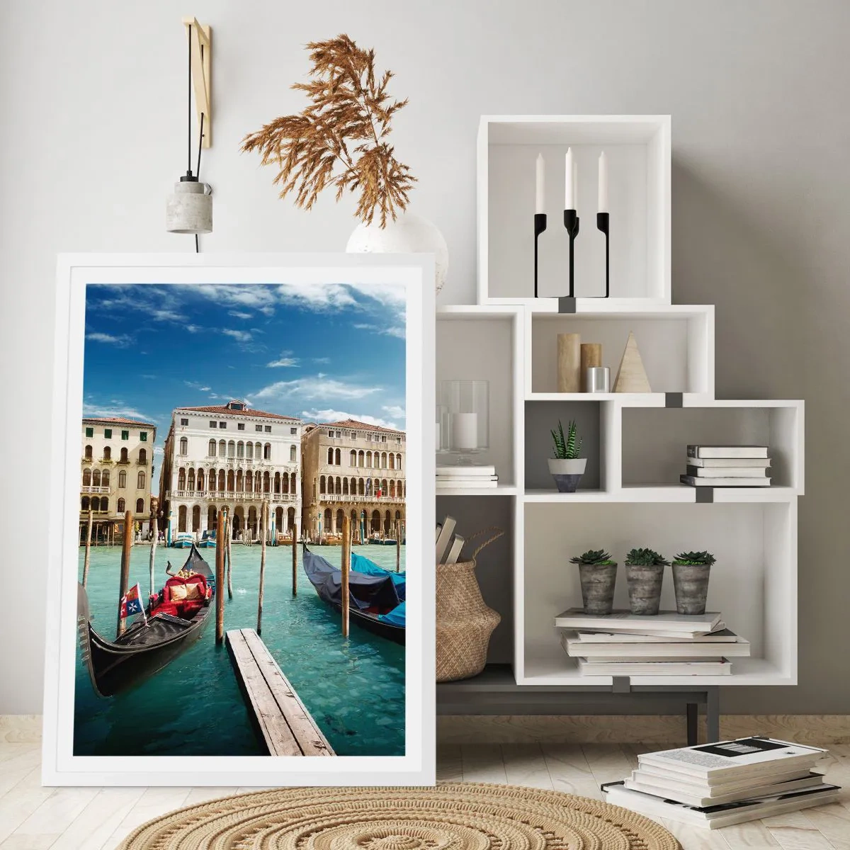 Poster în ramă albă - Palate în albastru - 30x40 cm