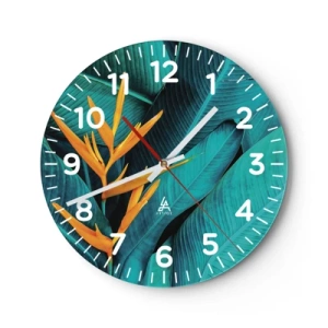 Ceas de perete - Ceas pe sticlă - Floarea Edenului - 40x40 cm