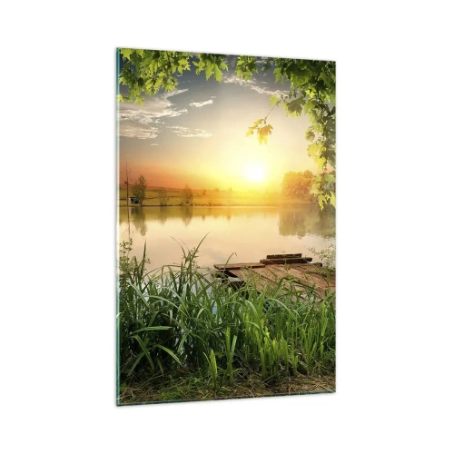 Tablou pe sticlă - Peisaj într-un cadru verde - 80x120 cm