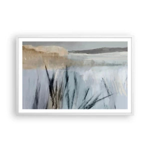 Poster în ramă albă - Câmpuri de iarnă - 91x61 cm