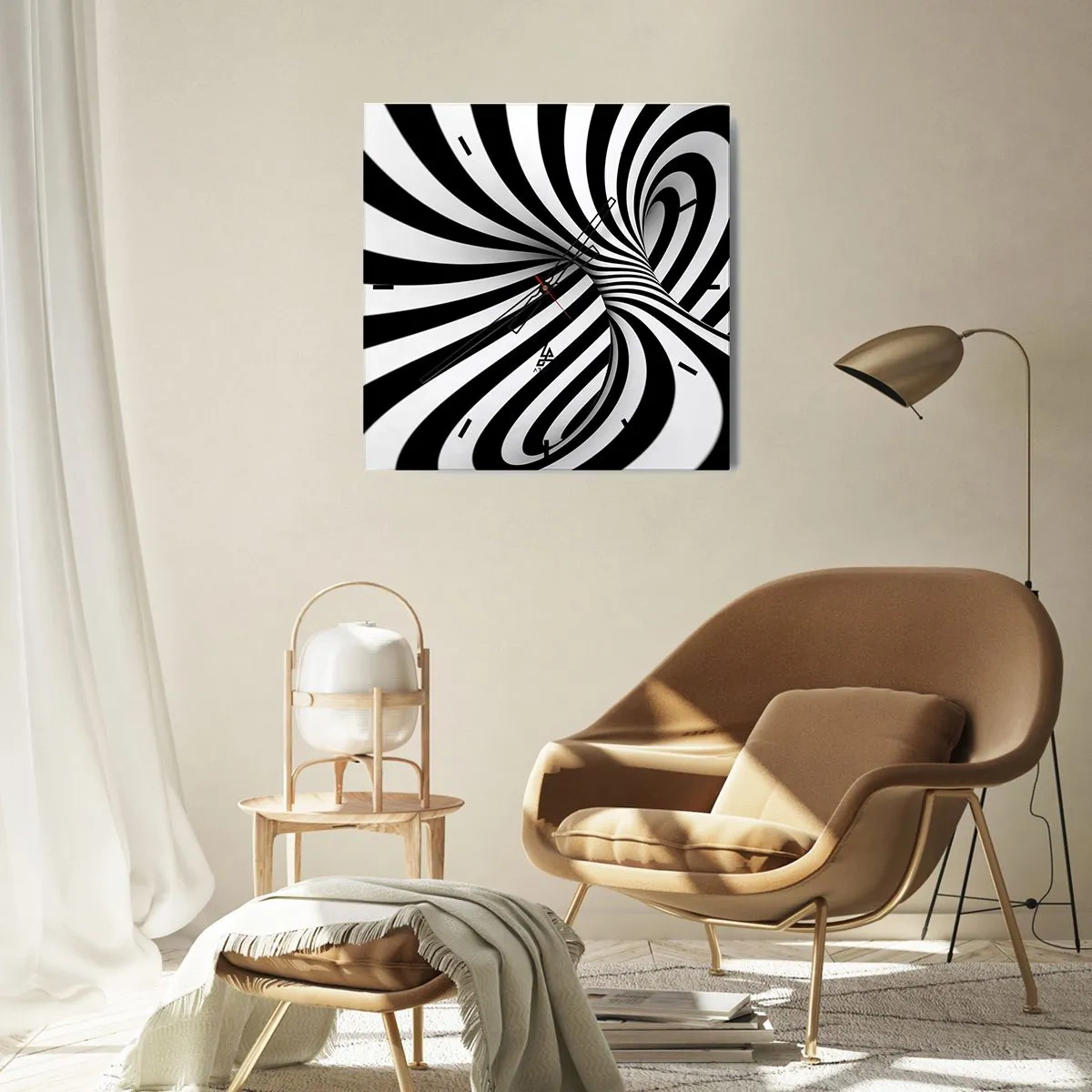 Ceas de perete - Ceas pe sticlă - Compoziție: spațiul dansator - 30x30 cm