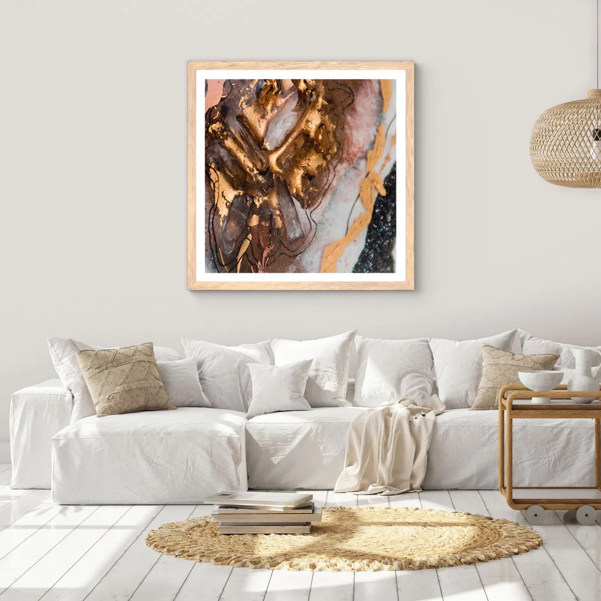 Poster în ramă de stejar deschis - Elementul pământ - 50x50 cm