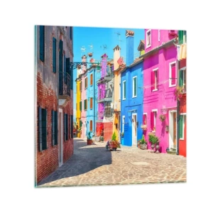 Tablou pe sticlă - Orașul "Sub papagali" - 70x70 cm