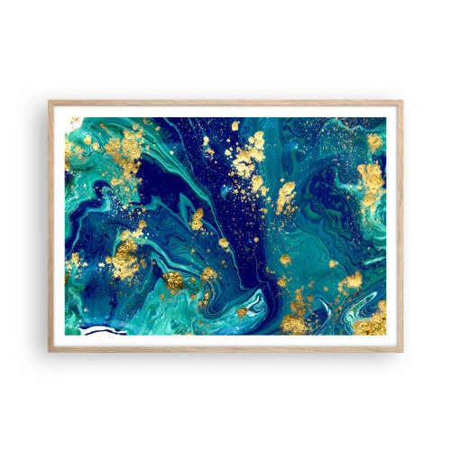 Poster în ramă de stejar deschis - Petale de soare - 100x70 cm