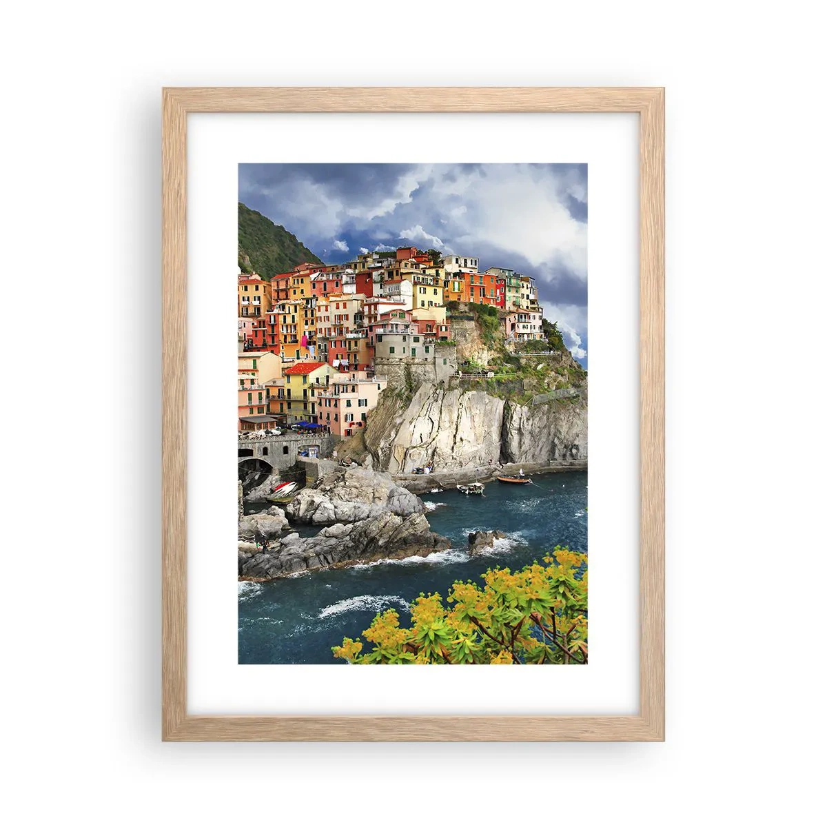 Poster în ramă de stejar deschis - Îmbrățișați de stânci - 30x40 cm