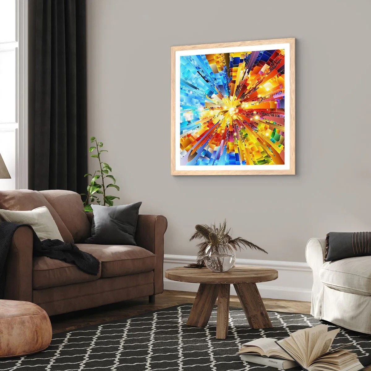 Poster în ramă de stejar deschis - In medias res - 40x40 cm