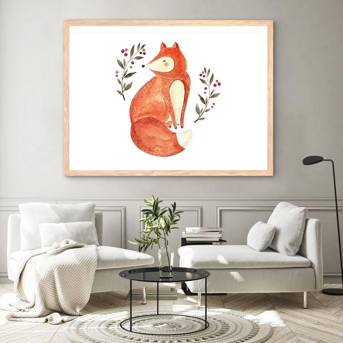 Poster în ramă de stejar deschis - Micuțul roșcat - 40x30 cm