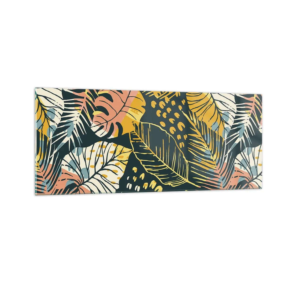 Tablou pe sticlă - Fantezie cu frunze - 100x40 cm