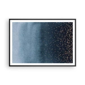 Poster în ramă neagră - Compoziție - faze albastre - 100x70 cm