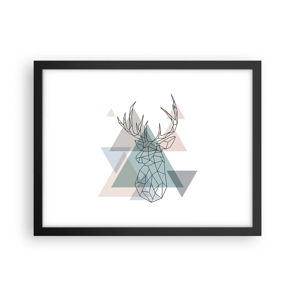 Poster în ramă neagră - Într-o pădure geometrică - 40x30 cm