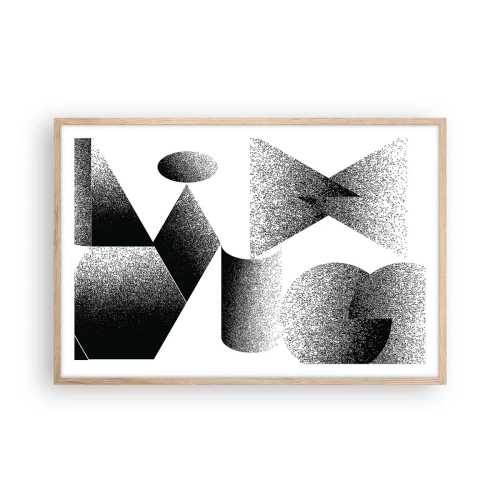 Poster în ramă de stejar deschis - Unghiuri și ovale - 91x61 cm