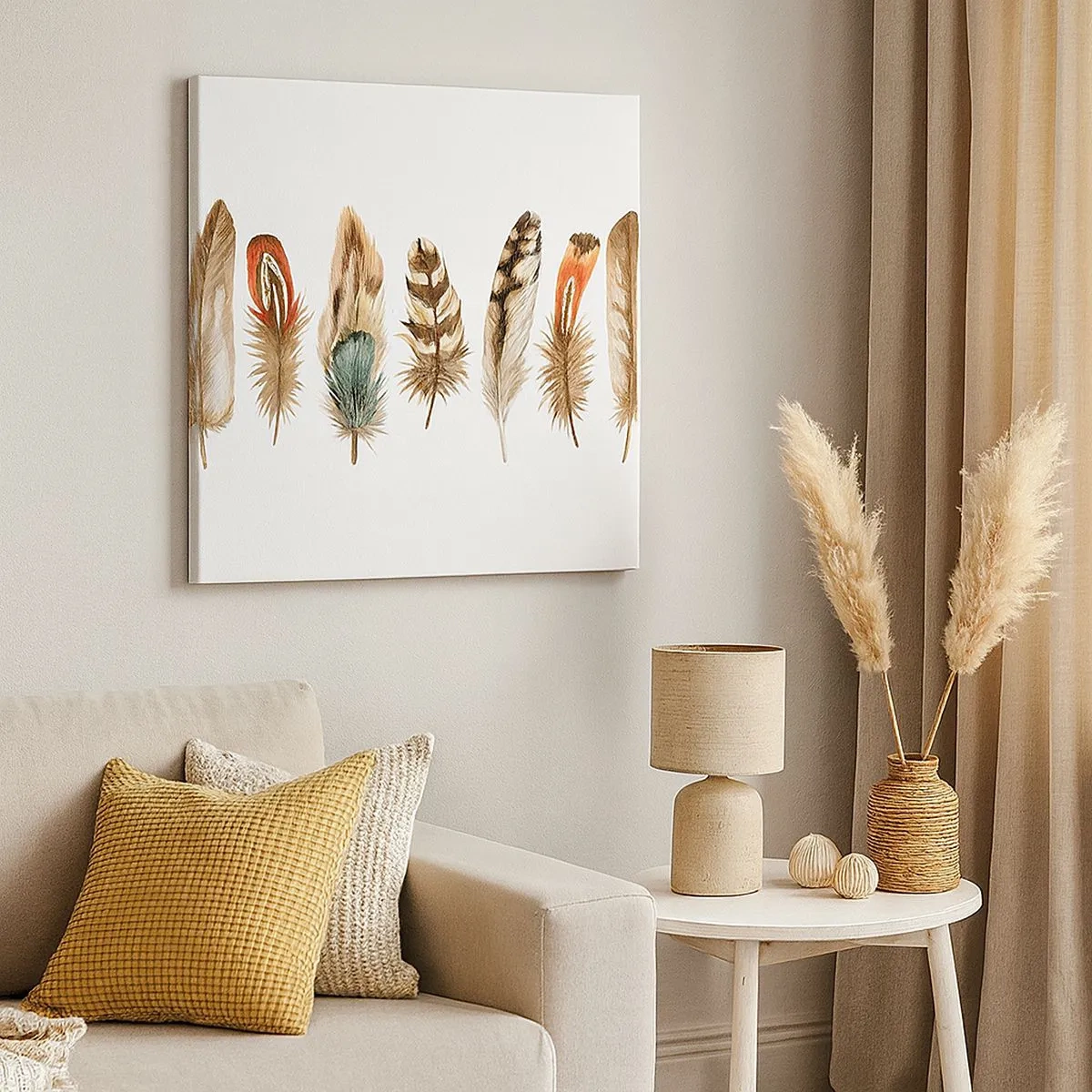 Tablou pe pânză - Variație cu pene - 30x30 cm