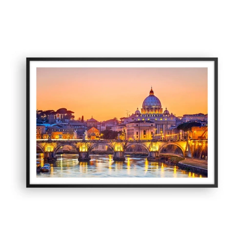 Poster în ramă neagră - Amurg deasupra Orașului Etern - 91x61 cm