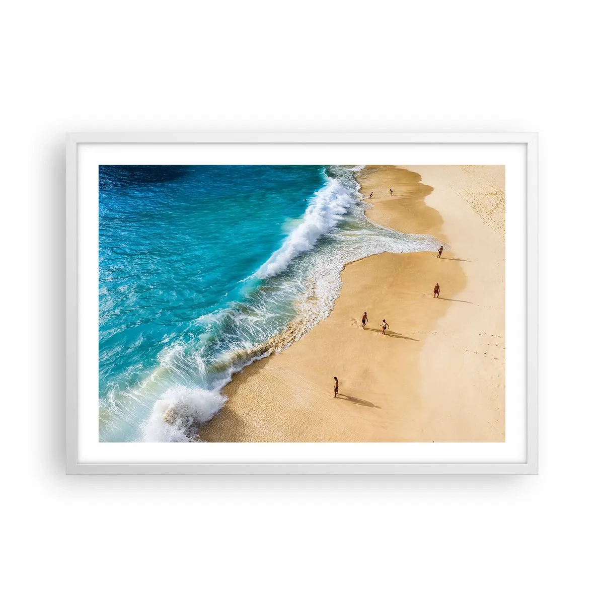 Poster în ramă albă - Și apoi soarele, plaja... - 70x50 cm