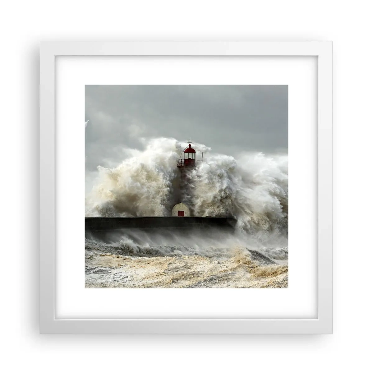 Poster în ramă albă - Mânia oceanului - 30x30 cm
