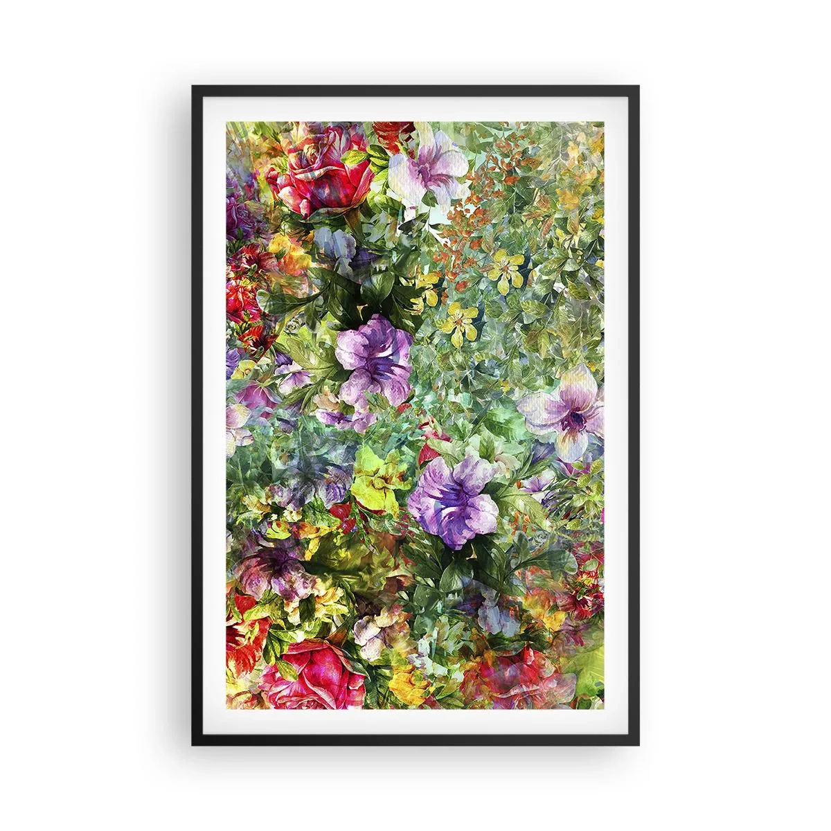 Poster în ramă neagră - Să ne pierdem în flori - 61x91 cm