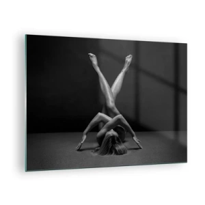 Tablou pe sticlă - Nud feminin într-o compoziție corporală geometrică - 70x50cm - Geometria nudității - Decorațiune modernă pentru perete pentru living și dormitor ARTTOR
