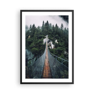 Poster în ramă neagră - Un pod suspendat printr-o pădure densă și învăluită în ceață - 50x70cm - Numai pentru vulturi - Decorațiune modernă pentru perete pentru living și dormitor ARTTOR