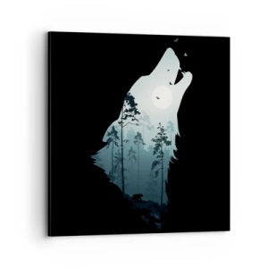 Tablou pe pânză - O voce în pădure de noapte - 70x70 cm