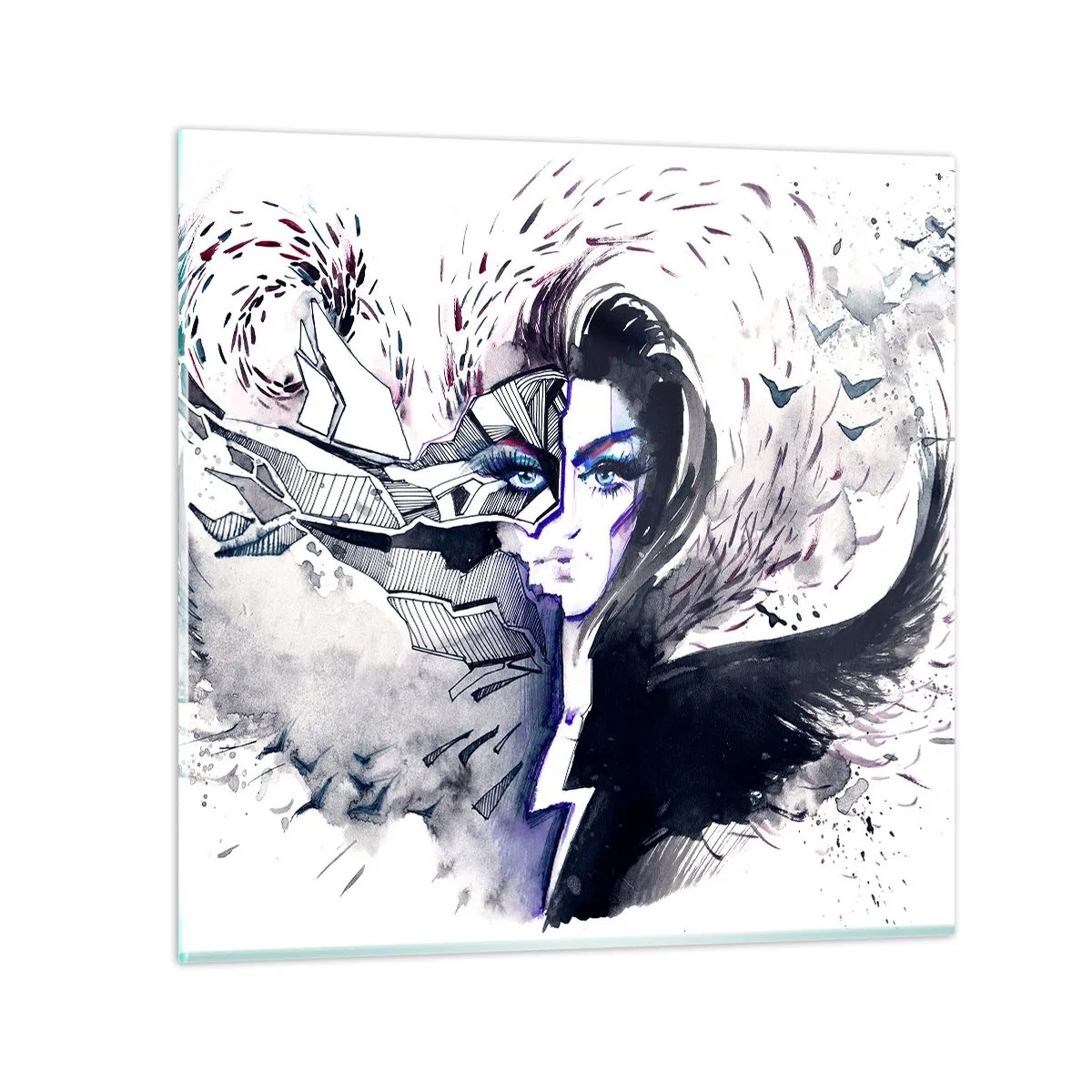 Tablou pe sticlă - Demonică și frumoasă - 60x60 cm