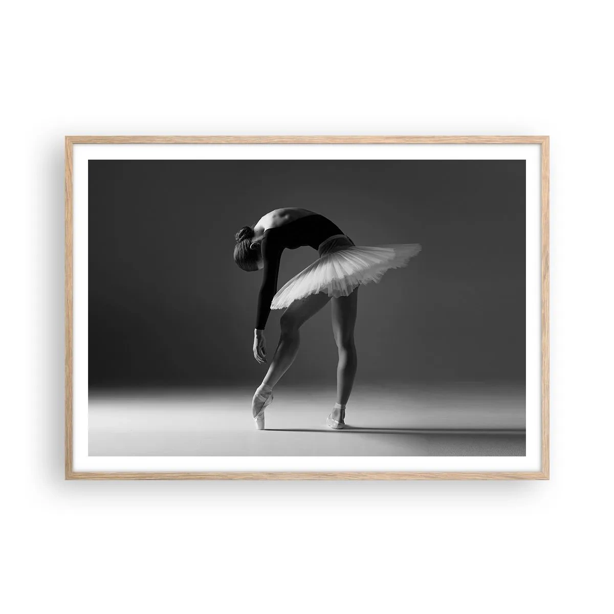 Poster în ramă de stejar deschis - Bella balerina - 100x70 cm