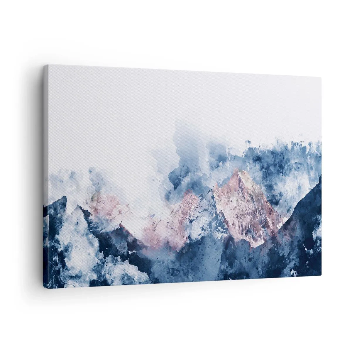 Tablou pe pânză Canvas - Munți în acuarelă în nuanțe pastelate pe fundal alb - 70x50cm - Acestea sunt vârfurile! - Decorațiune modernă pentru perete pentru living și dormitor ARTTOR