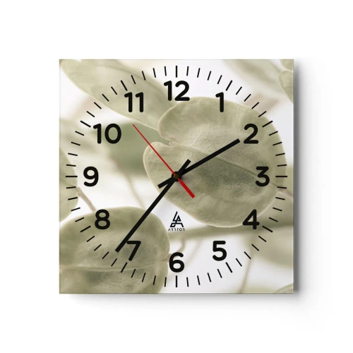 Ceas de perete - Ceas pe sticlă - La început au fost frunzele... - 40x40 cm