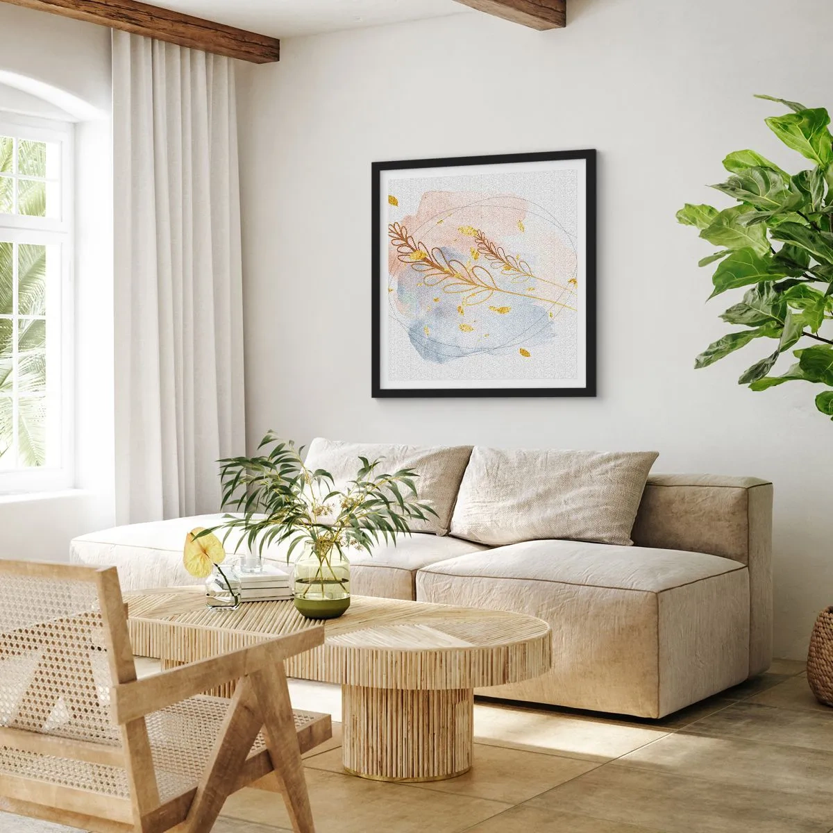 Poster în ramă neagră - Suflul de aur - 50x50 cm