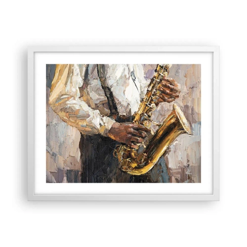 Poster în ramă albă - E timpul pentru a cânta solo - 50x40 cm