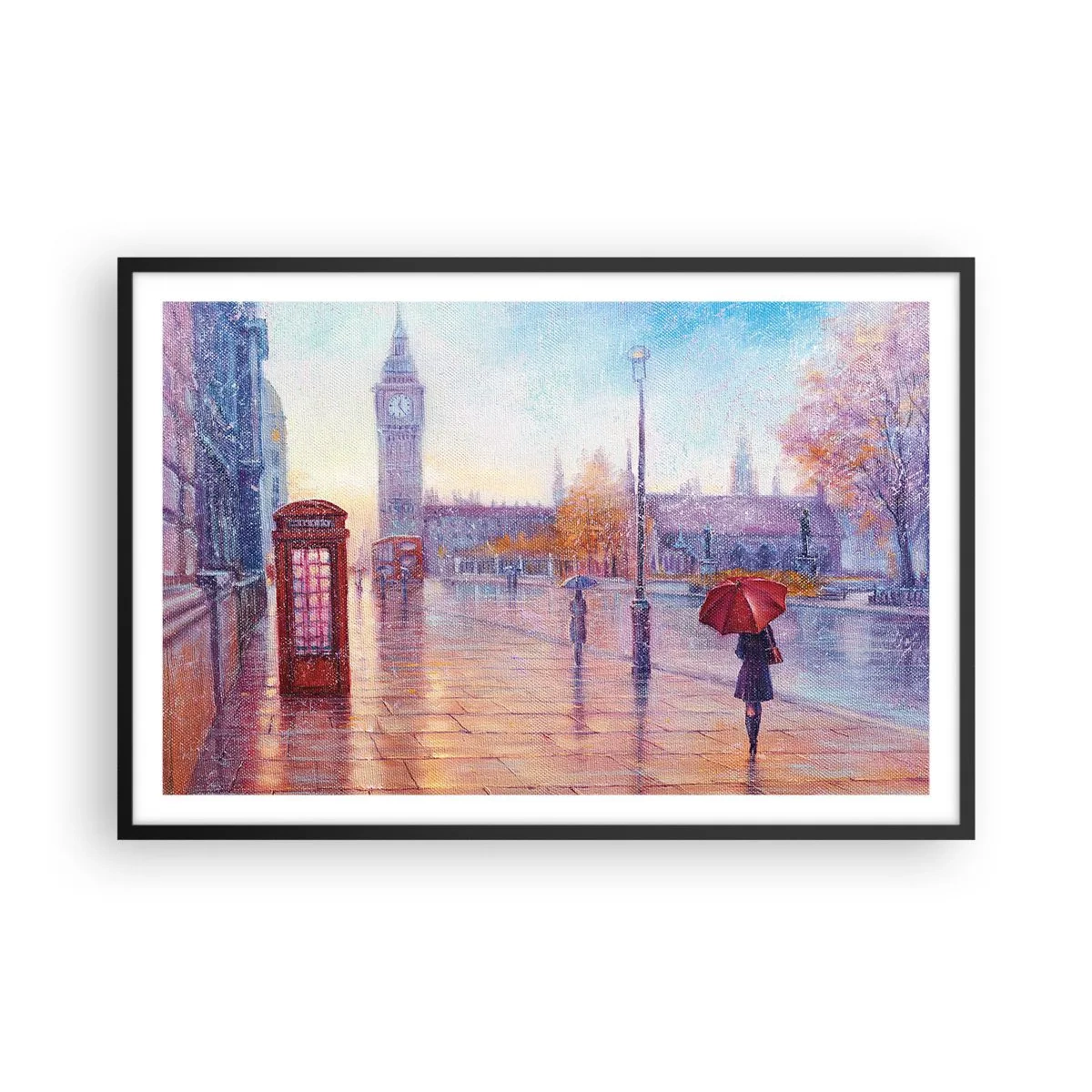 Poster în ramă neagră - O zi de toamnă londoneză - 91x61 cm