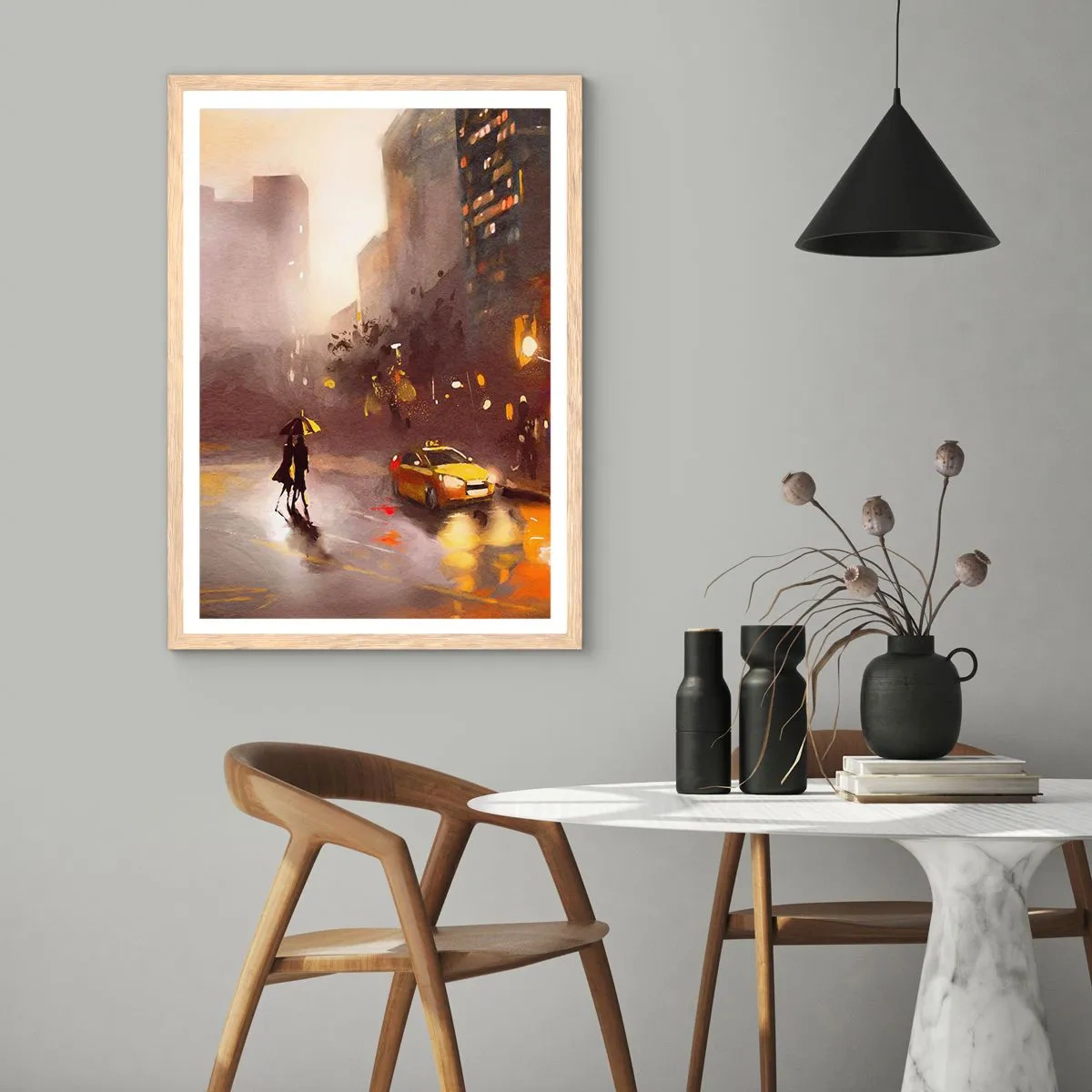 Poster în ramă de stejar deschis - În luminile New York-ului - 40x50 cm