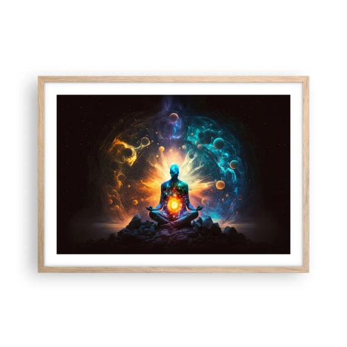 Poster în ramă de stejar deschis - Liniște cosmică - 70x50 cm