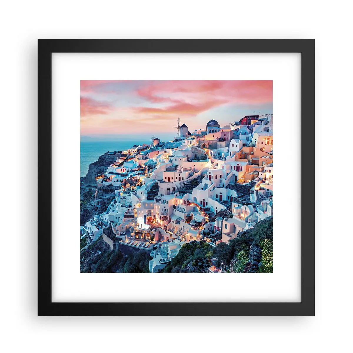 Poster în ramă neagră - Vacanța ta grecească - 30x30 cm
