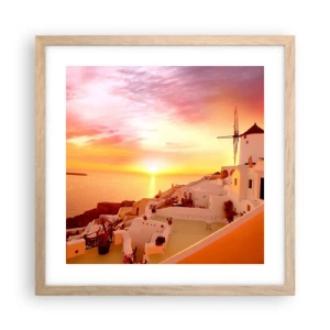 Poster în ramă de stejar deschis - Dizolvându-se în alb și auriu - 40x40 cm