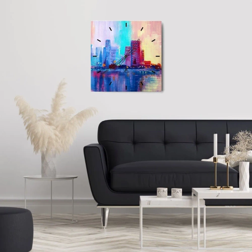 Ceas de perete - Ceas pe sticlă - Scăldate în culoare - 30x30 cm